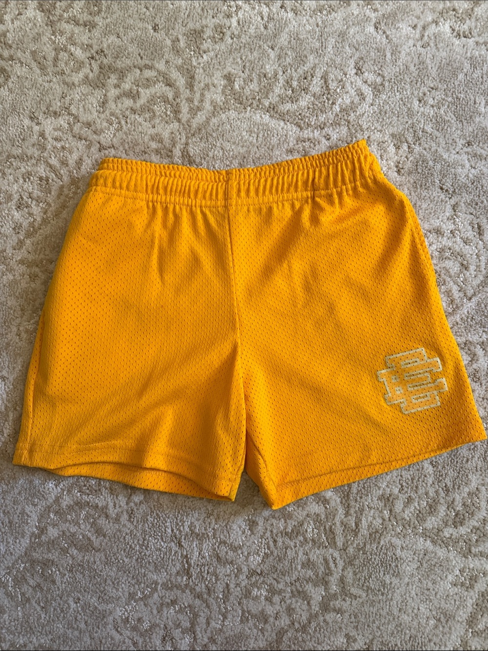 Eric Emanuel Bright Yellow Mesh Athletic Shorts youth large